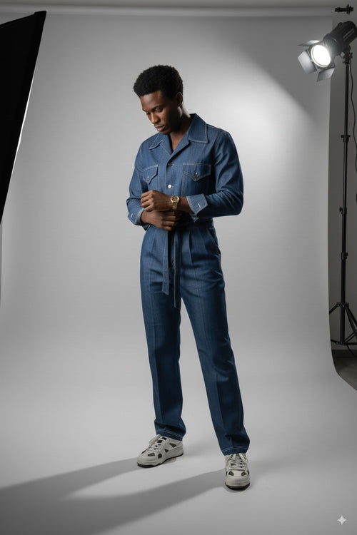 Glamwave “Blueprint One-Piece” Denim Jumpsuit