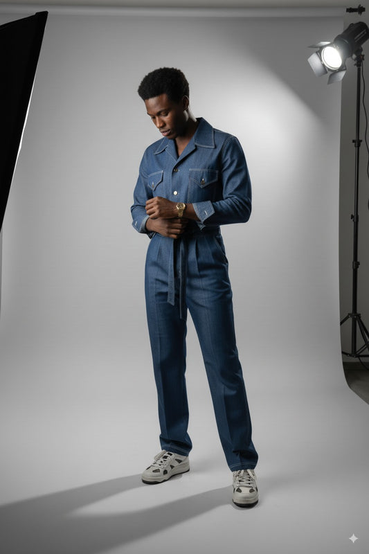 Glamwave “Blueprint One-Piece” Denim Jumpsuit