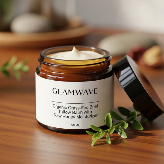 Glamwave Organic Grass-Fed Beef Tallow Balm with Raw Honey Moisturizer